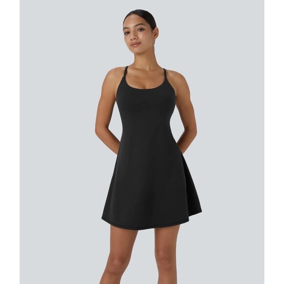 Halara Women's Softlyzero™  Active Dress Black Cross Straps Size XL NWT - Picture 6 of 6